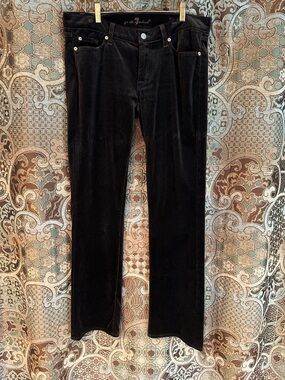 7 For All Mankind Brown Velvet Straight-Leg Pants
